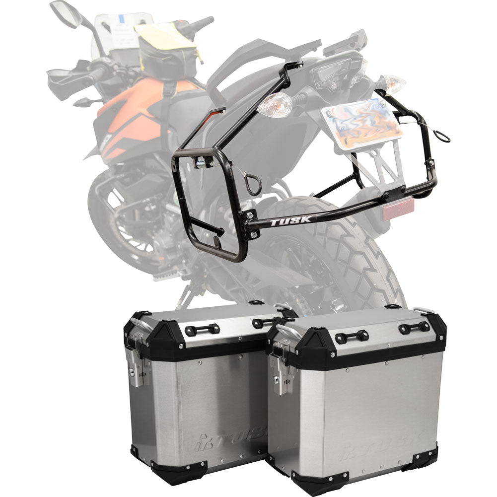 Tusk 2181320041 Frontier Panniers with Pannier Racks  Brushed Aluminum
