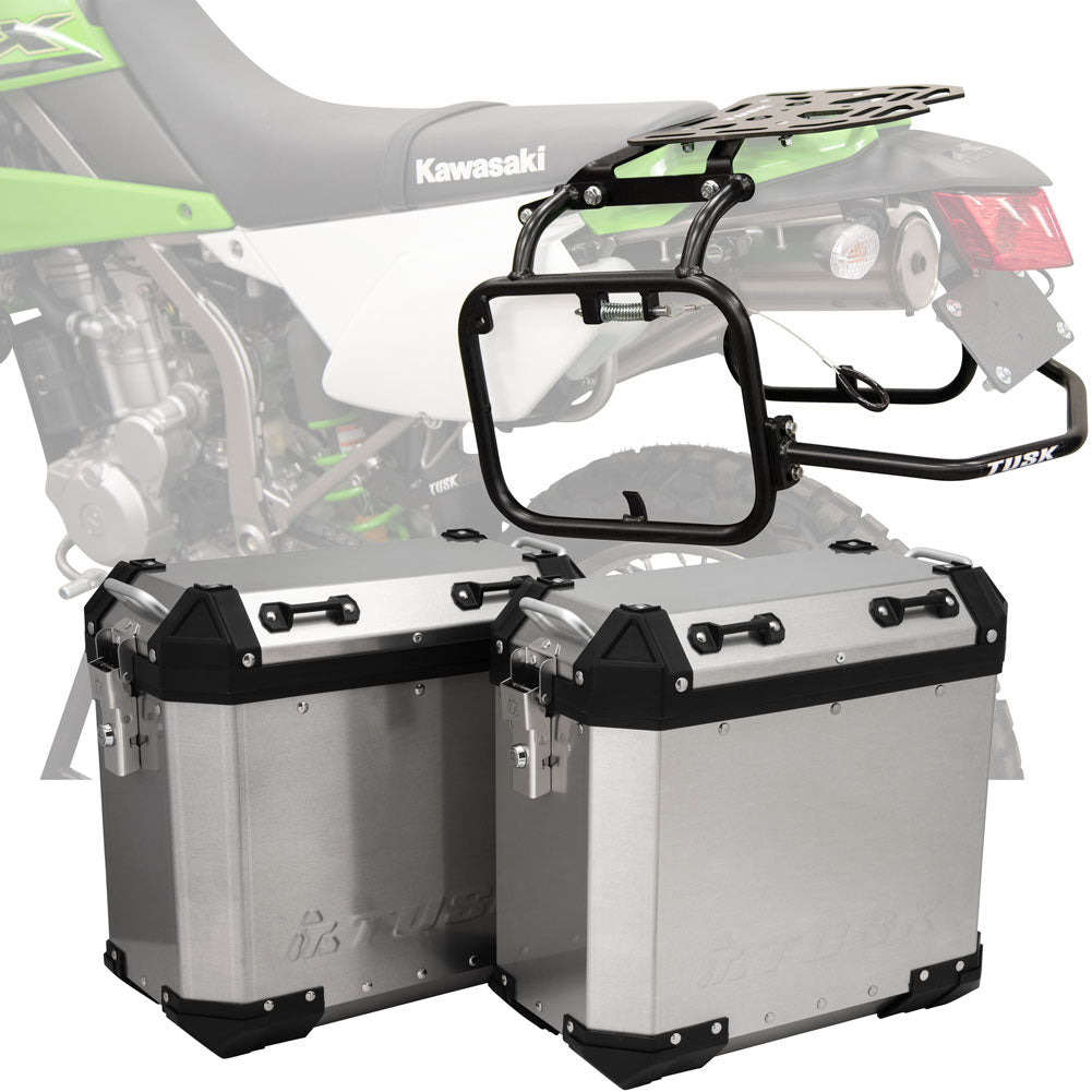 Tusk 2181320045 Frontier Panniers with Pannier Racks  Brushed Aluminum