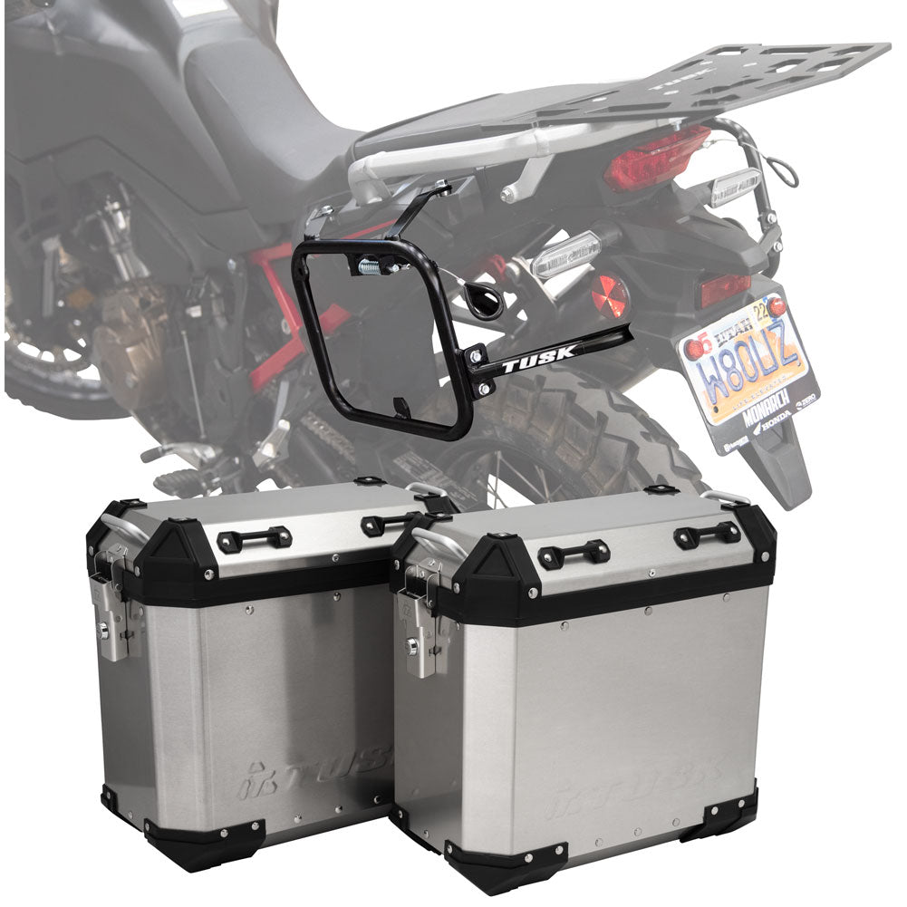 Tusk 2181320059 Frontier Panniers with Pannier Racks  Brushed Aluminum