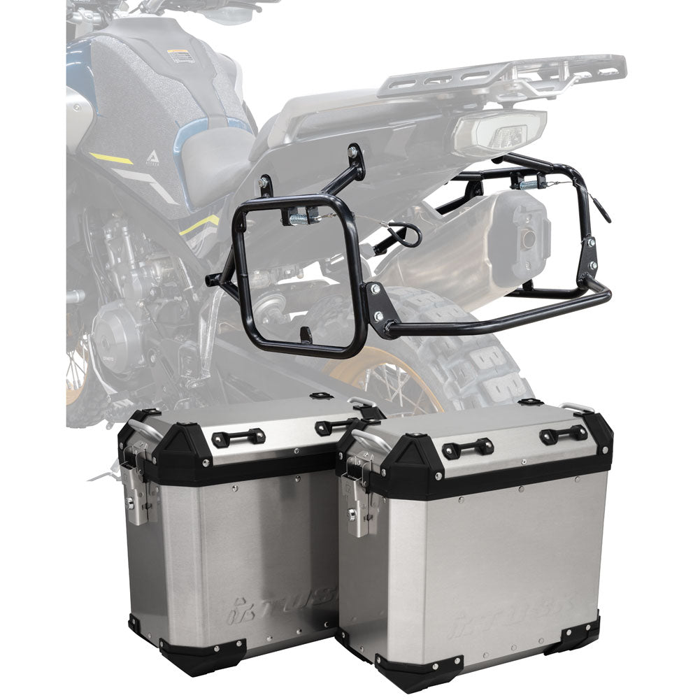 Tusk 2181320063 Frontier Panniers with Pannier Racks  Brushed Aluminum