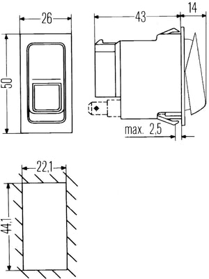 Hella LA007832451 Switch On/On/Off W/O Location Light