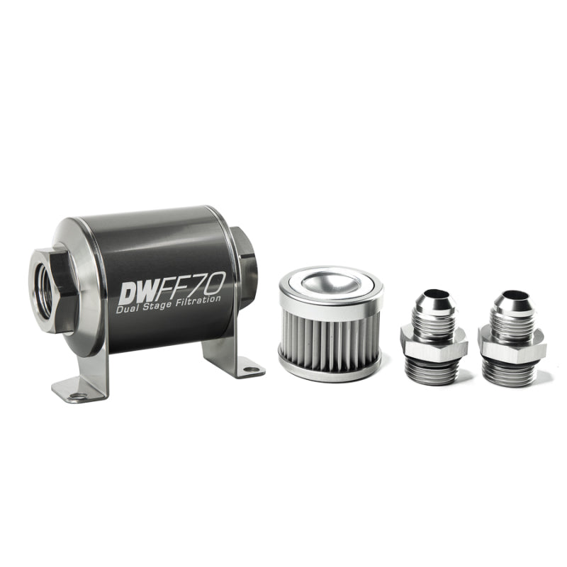 DeatschWerks 8-03-070-010K-8 Stainless Steel 8AN 10 Micron Universal Inline Fuel Filter Housing Kit (70mm)