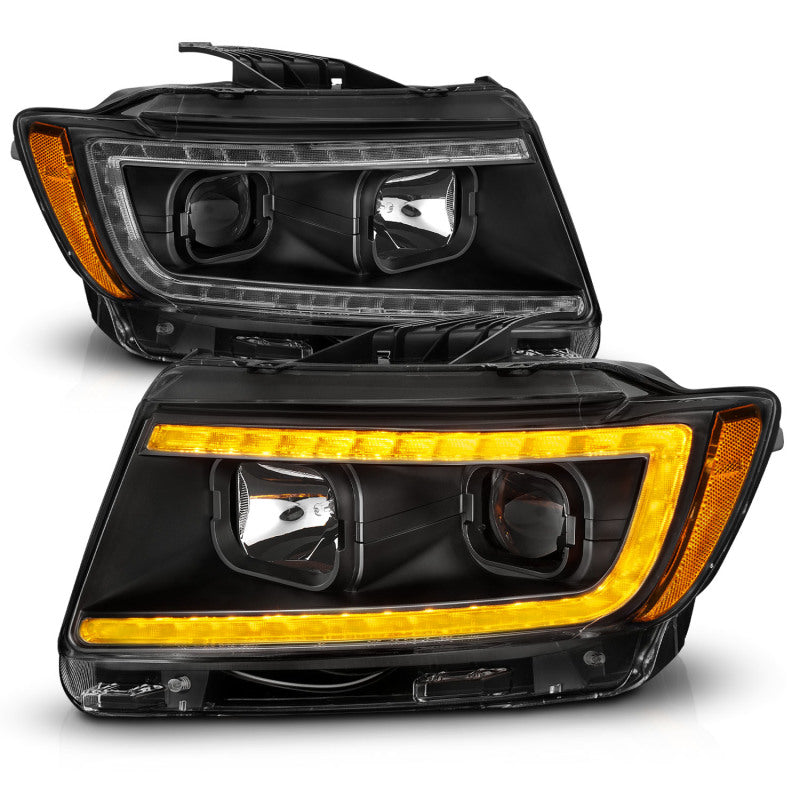 ANZO 111568 fits Jeep 11-13 Grand Cherokee (Factory Halogen Only) Projector Headlights w/Light Bar Swtchbk Black