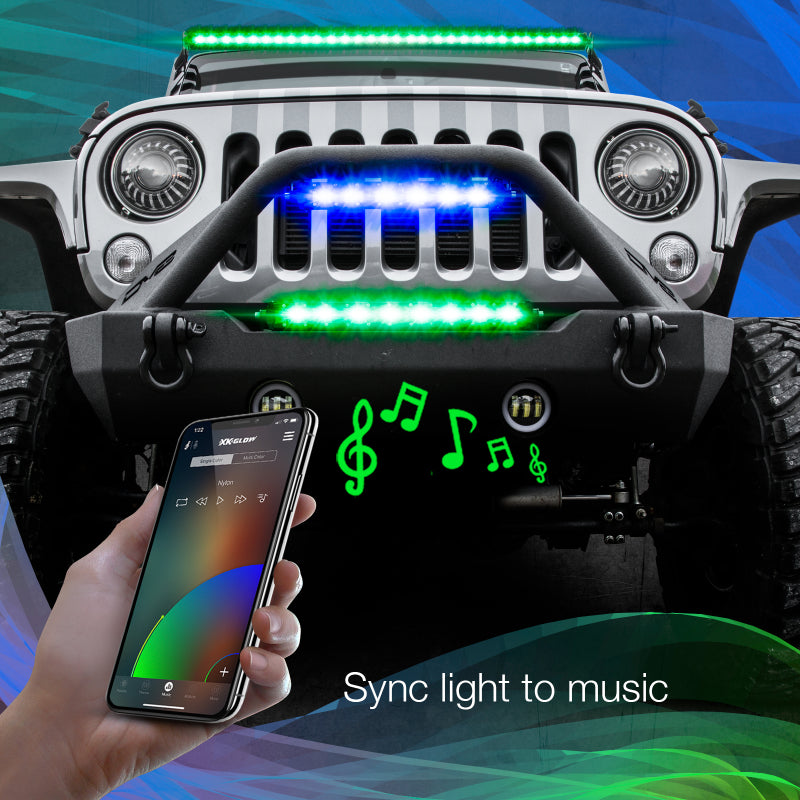 XK XK-BAR-20 Glow RGBW Light Bar High Power Offroad Work/Hunting Light w/ Bluetooth Controller 20In