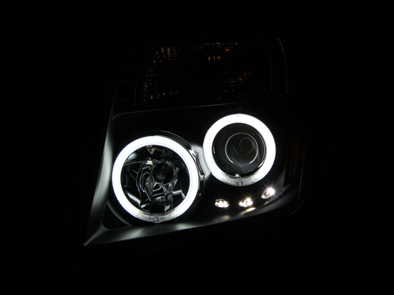 ANZO 111111 2008 fits Nissan 05-20 Frontier Projector Headlights w/ Halo Black
