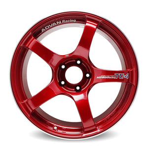 Advan YAD8J45WCRR TC4 18x9.5 +45 5x120 Racing Candy Red and Ring Wheel
