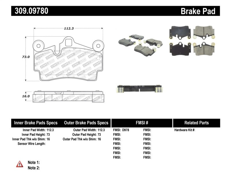Stoptech 309.0978 Performance Brake Pads
