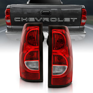 ANZO 311302 2004-2007 fits Chevy Silverado Taillight Red/Clear Lens w/Black Trim (OE Replacement)