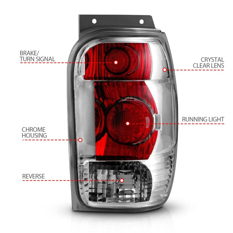 ANZO 211082 1901 fits Ford 98-20 Explorer Taillights Chrome