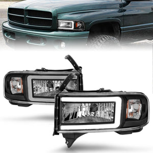 ANZO 111554 94-02 fits Dodge RAM Crystal Headlight - w/ Light Bar Black Housing
