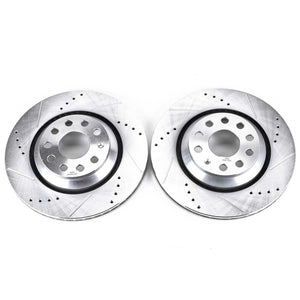 PowerStop fits Audi 17-18 RS3 Rear Evolution Drilled & Slotted Rotors - Pair