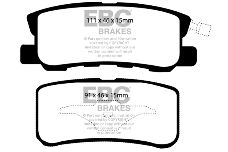 EBC DP21407 fits Chrysler 11-14 200 3.6 Greenstuff Rear Brake Pads