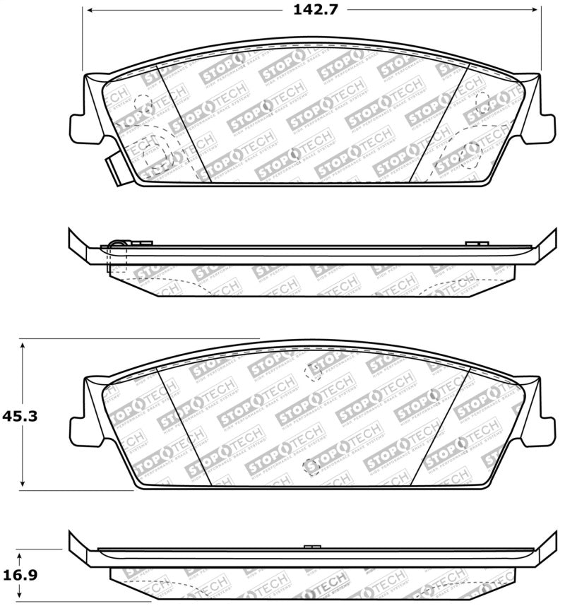 Stoptech 309.1194 Sport Brake Pads w/Shims and Hardware - Front