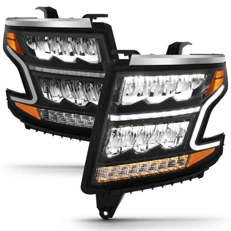 ANZO 111478 fits Chevy 15-20 Tahoe/Suburban LED Light Bar Style Headlights Black w/Sequential w/DRL w/Amber