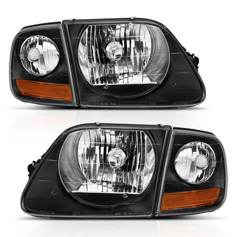 ANZO 111460 1903 fits Ford 97-20 F150 Crystal Headlight Black w/ Parking Light