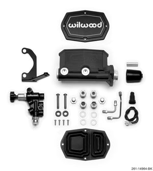 Wilwood 261-14964-BK Compact Tandem M/C-1.12in Bore-Bracket and Valve-Black