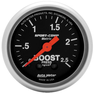 AutoMeter 3304-J Autometer Sport-Comp 52mm METRIC 0-2.5kg/Cm2 Mechanical Gauge