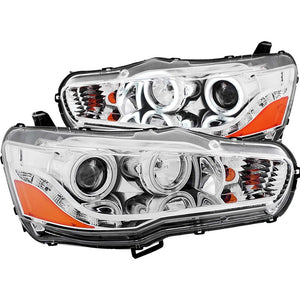 ANZO 121427 2008-2015 Mitsubishi Lancer Projector Headlights w/ Halo Chrome (CCFL)