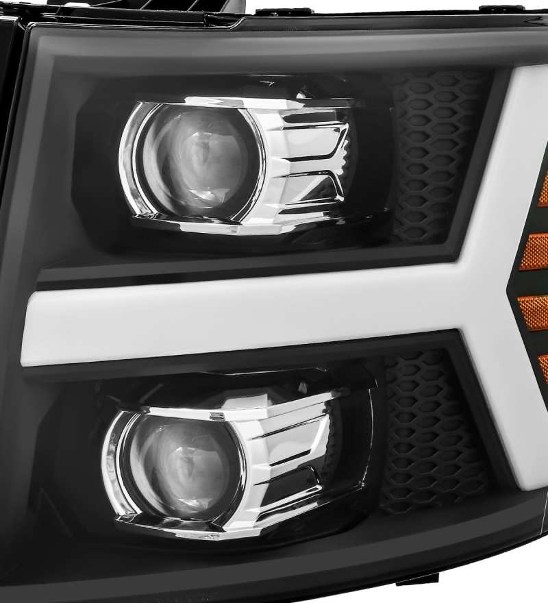 AlphaRex 880205 fits Chevy 07-13 1500HD PRO-Series Proj Headlight Plank Style Matte Blk w/Activ Light/Seq Signal