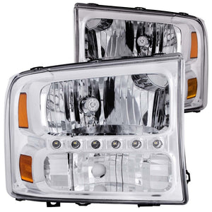 ANZO 111088 2000-2004 fits Ford Excursion Crystal Headlights Chrome w/ LED 1pc