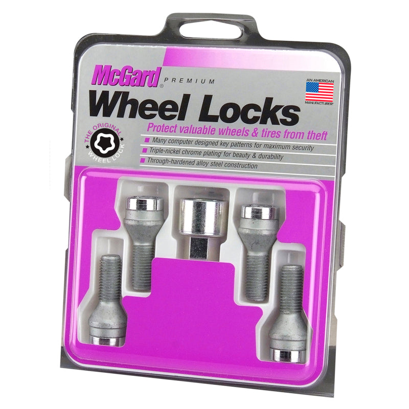 McGard 27186 Wheel Lock Bolt Set - 4pk. (Cone Seat) M12X1.75 / 19mm Hex / 28.9mm Shank Length - Chrome