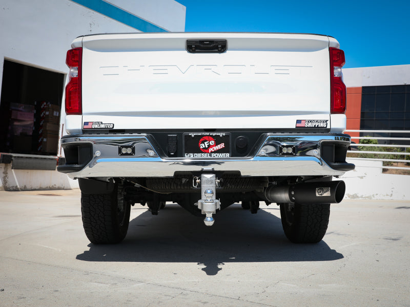 AFE 49-44125-B Bore-HD 5 IN 409 SS DPF-Back Exhaust System w/Black Tip 20-21 fi