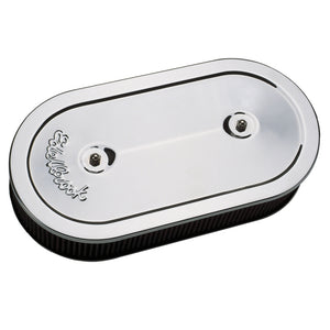 Edelbrock 1235 Air Cleaner Pro-Flo Series Oval Steel Top 13 5In X 7In X 3 5In Dual Carburetor Chrome