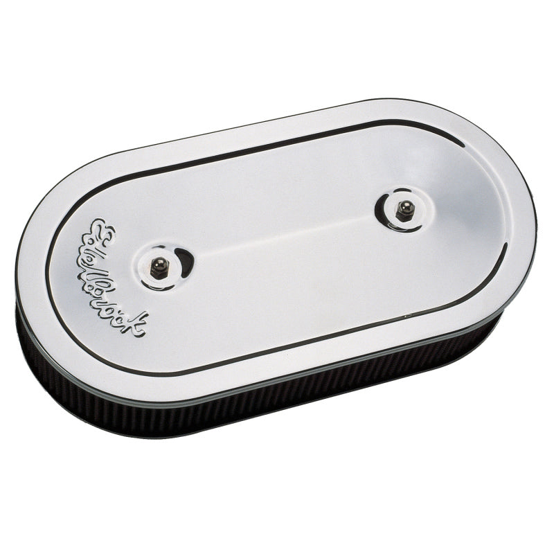 Edelbrock 1235 Air Cleaner Pro-Flo Series Oval Steel Top 13 5In X 7In X 3 5In Dual Carburetor Chrome