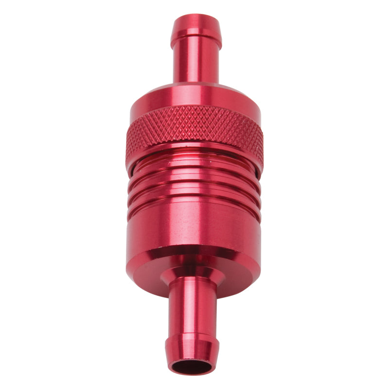 Edelbrock 8139 Fuel Filter Aluminum 3In X 01/ 1/8In 3/8In Inlet/Outlet Red