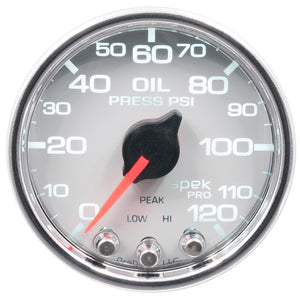 AutoMeter P32511 Autometer Spek-Pro 2-1/16in 0-120 PSI Digital Stepper Motor w/Peak & Warn Oil Pressue Gauge