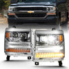 ANZO 111421 fits Chevrolet 16-18 Silverado 1500 LED Projector Headlights w/Plank Style Switchback Chrome w/Amber