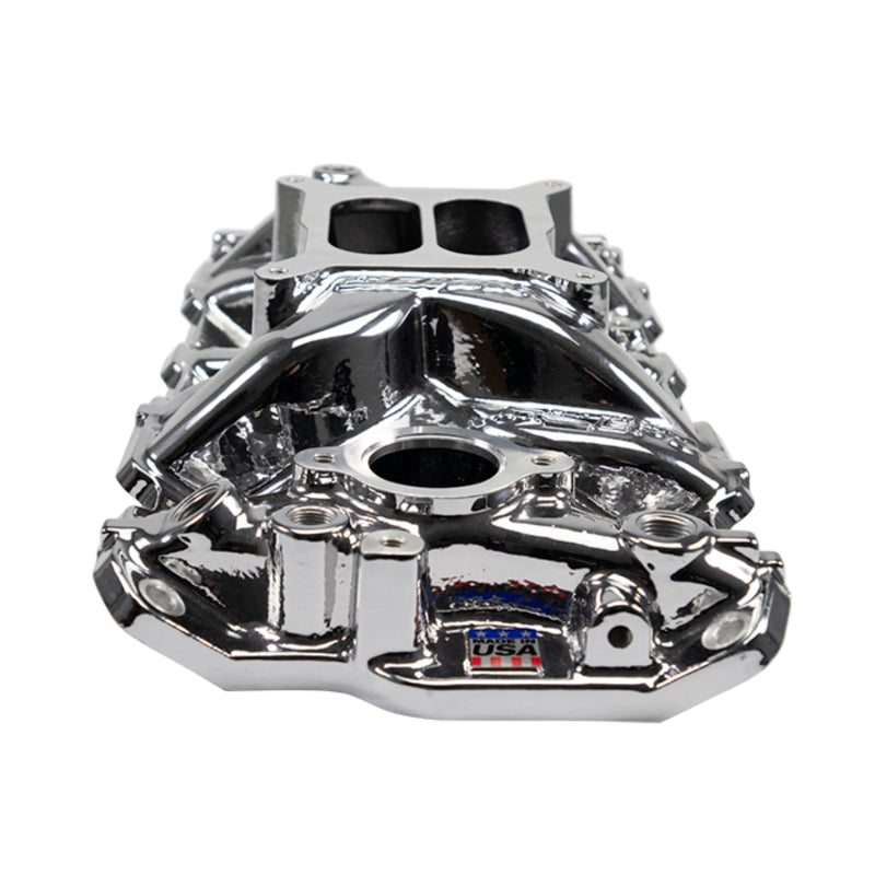 Edelbrock 2701-CP fits SBC Performer EPS Manifold - Chrome Plasma Coated