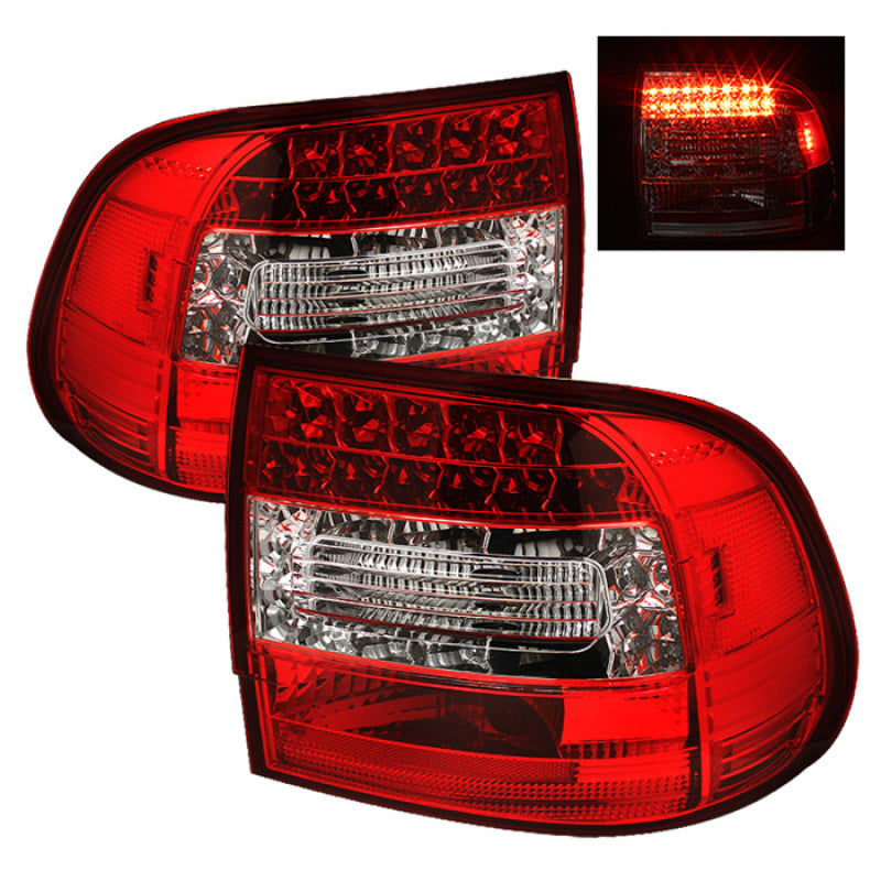 Spyder 5007087 fits Porsche 03-07 Cayenne LED Tail Lights Red Clear ALT-YD-PCAY