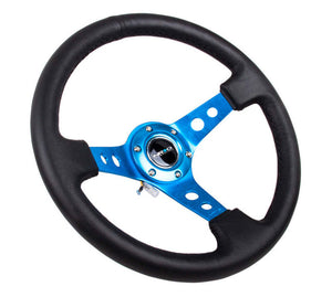 NRG RST-006BK-WT-B RST-006BK-WT-B Reinforced Steering Wheel White Leather w/Blk