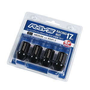 Rays W17RN12125BL354P 17 Hex Racing Nut L35 (Medium Type) 12x1.25 - Blk (4 Pieces)