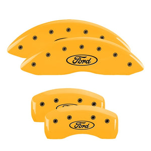 MGP 10005SFRDYL 4 Caliper Covers Engraved F & R Oval Logo/fits Ford Yellow Finis