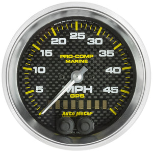 AutoMeter 200635-40 Autometer Marine Carbon Fiber 3-3/8in 50MPH GPS Speedometer Gauge