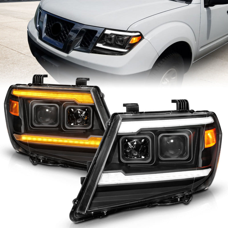 ANZO 111597 fits Nissan 09-20 Frontier Black Projector Plank Style DRL w/ Switchback & Sequential LED DRL