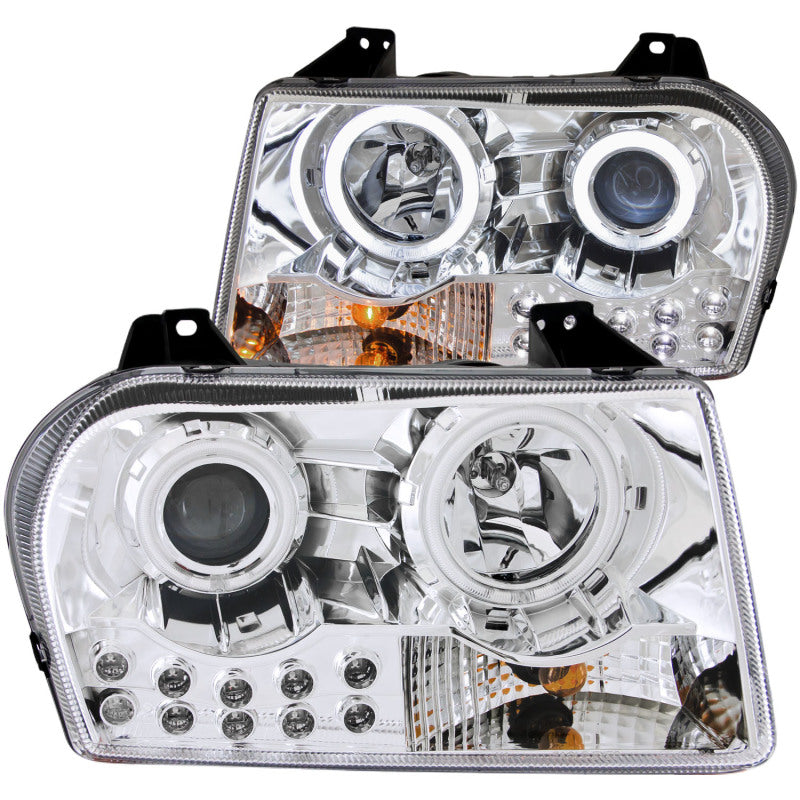 ANZO 121136 2010 fits Chrysler 05-20 300 Projector Headlights w/ Halo Chrome