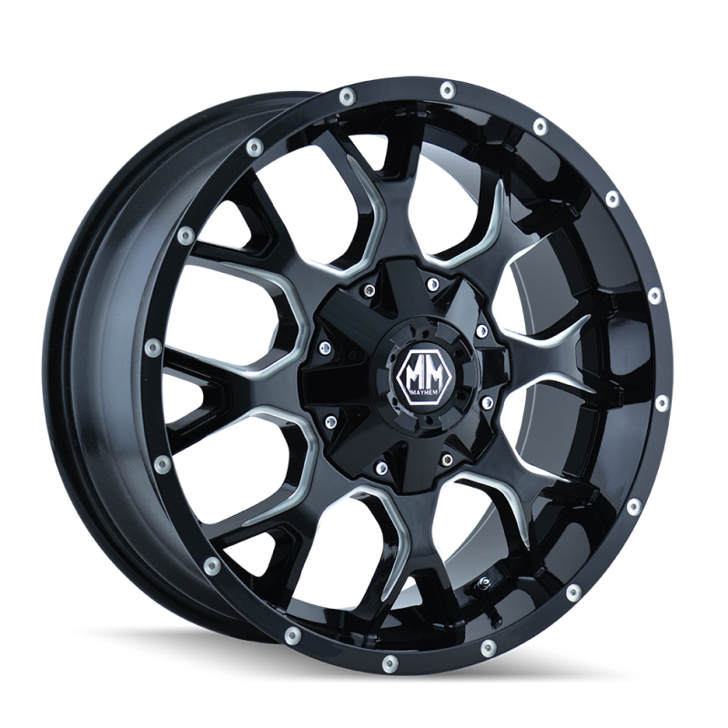 Mayhem 8015-2137M 8015 Warrior 20x10 / 6x135 BP / -25mm Offset / 106mm Hub Black w/ Milled Spokes Wheel