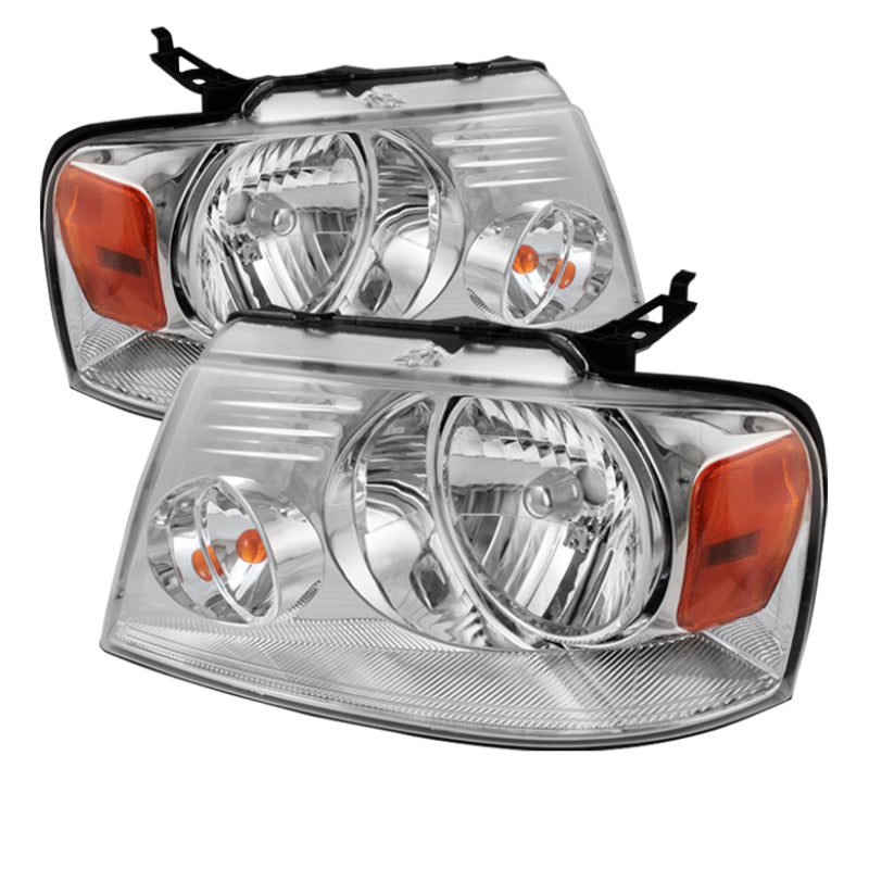 5069825 Xtune fits Ford 04-08 F150 Amber Crystal Headlights Chrome HD-JH-FF150