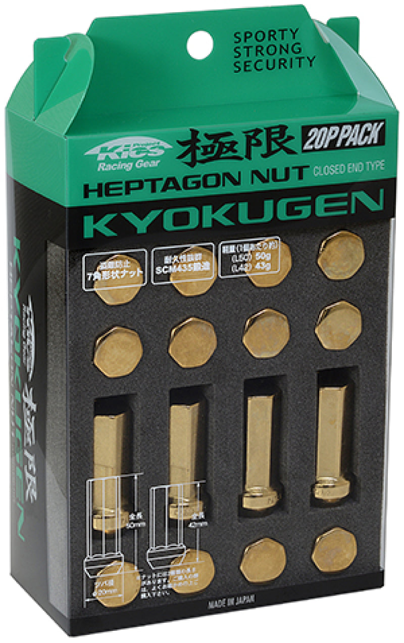 Project Kics WHPF3GO42 12x1.25 42mm Kyokugen Pack - Gold (20 Pcs)