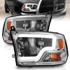 ANZO 111516 2018 fits Dodge 09-20 Ram 1500/ 2500/ 3500 Crystal Headlights w/ Light Bar Chrome Housing