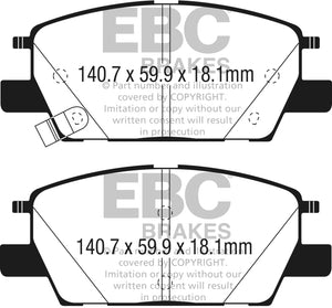 EBC UD1913 2016+ fits Chevrolet Malibu 1.5L Turbo (Elec PB) Ultimax2 Front Brake Pads