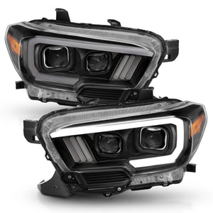 ANZO 111397 2016-2017 fits Toyota Tacoma Projector Headlights w/ Plank Style Switchback Black w/ Amber w/ DRL