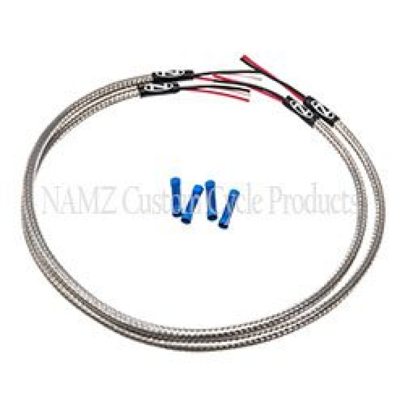 NAMZ NTSH-2402 Turn Signal Harness 24in. (SS Braided & Clear Coated - For Triple Tree Mounted Signals)