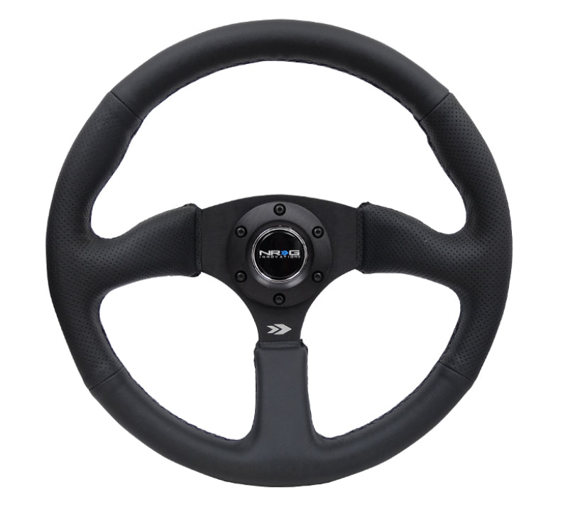 NRG RST-023MB-R RST-023MB-R Reinforced Steering Wheel Blk Leather Comfort Grip