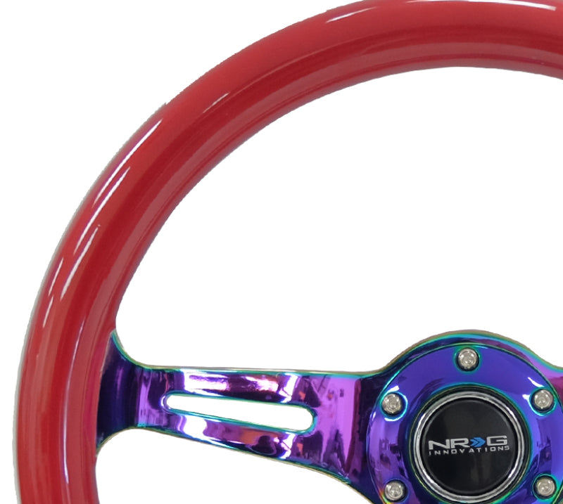 NRG ST-015MC-RD ST-015MC-RD Classic Wood Grain Steering Wheel Red Grip