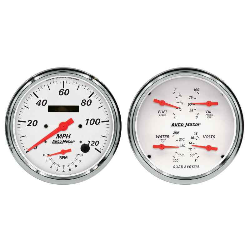 AutoMeter 1352 Autometer Arctic White Quad & Tach/Speedo 5in. - 2 pc.