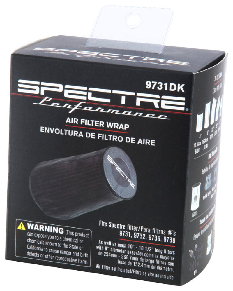 Spectre 9731DK Universal Pre-Filter Wrap 6.125in. x 9.125in. - Black